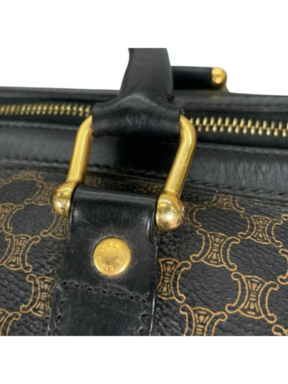 Celine Macadam 45 Boston Bag Leather Brown
